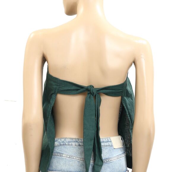 Free People Free-est Gotta Have It Cotton-Linen Tube Top Sea Green XL New 281612 - Picture 8 of 9